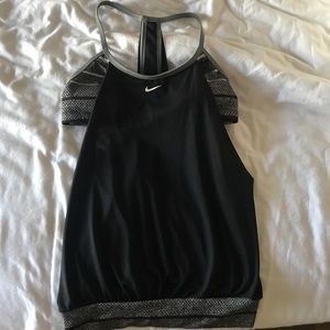 black nike tank with attached sports bra